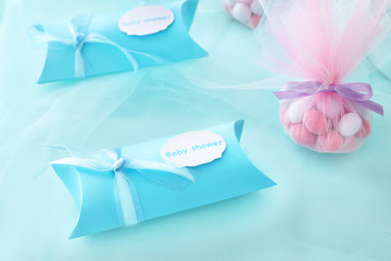 Baby shower favors on table