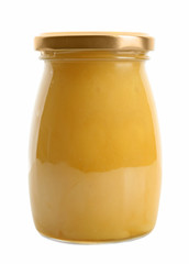 Aromatic honey in jar, isolated on white