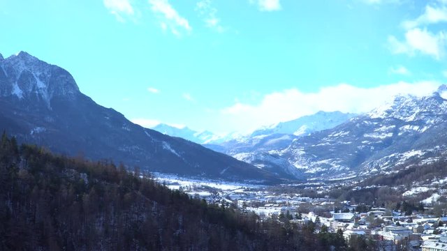 Sunny winter day in French Alps, Briancon