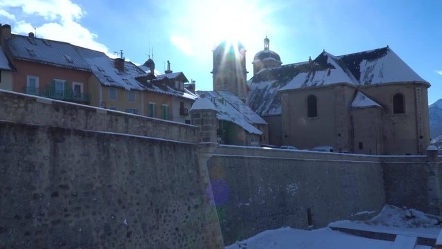 Sunny winter day in French Alps, Briancon