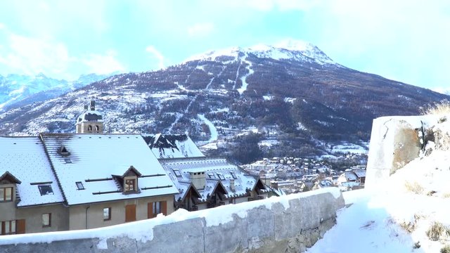 Sunny winter day in French Alps, Briancon