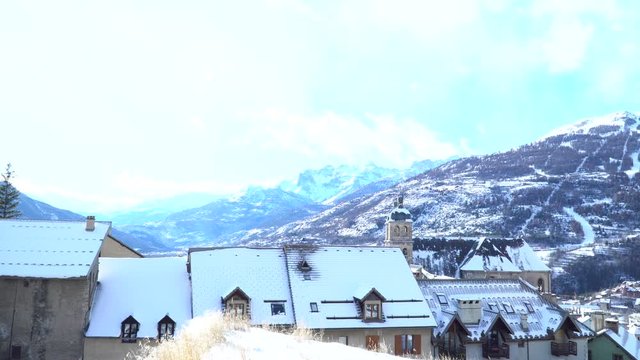 Sunny winter day in French Alps, Briancon