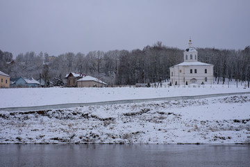 A winter view of the river and the Church