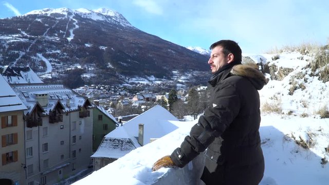 Man looking to old French city Briancon
