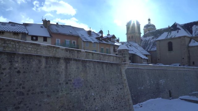 Sunny winter day in French Alps, Briancon