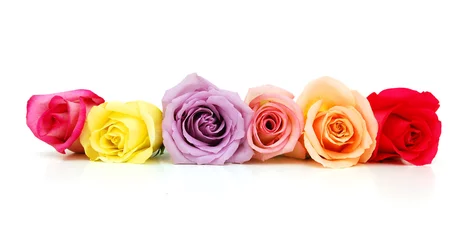 Ingelijste posters Colorful bouquet roses isolated over white background © ImagesMy