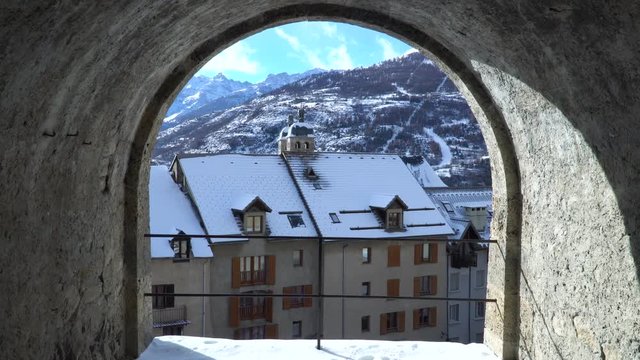 Sunny winter day in French Alps, Briancon