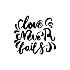 love never fails brush hand drawn