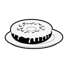 Sweet donut on dish icon vector illustration graphic design