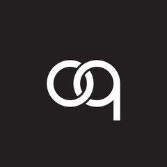 Initial lowercase letter oq, overlapping circle interlock logo, white color on black background