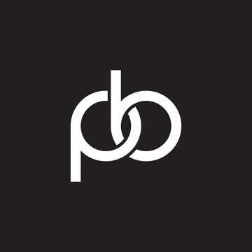 Initial lowercase letter pb, overlapping circle interlock logo, white color on black background