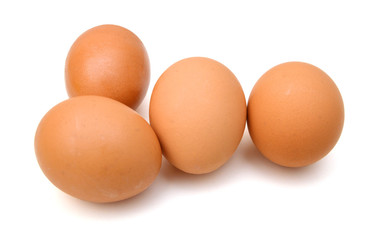 Brown egg on white background