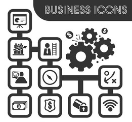 Business outline icons set