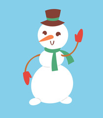Snowman vector cute cartoon winter christmas character man holiday merry xmas snow people illustration