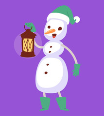 Snowman vector cute cartoon winter christmas character man holiday merry xmas snow people illustration