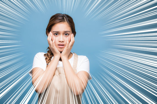 Surprised young housewife.