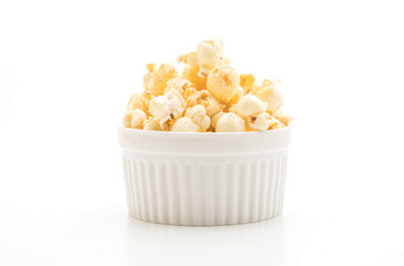 sweet popcorn on white background