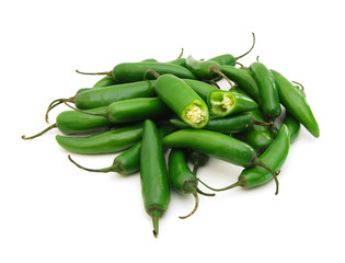 hot green pepper on white background, close up