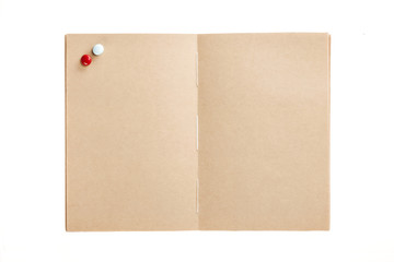 craft book spread with button isolated on the white background.