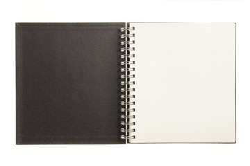 ring binding note(diary) spread isolated on the white background.