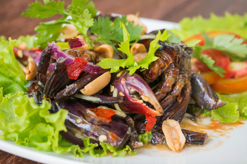 thai cooking, thai style spicy salad, thai food, local food, selective focus,