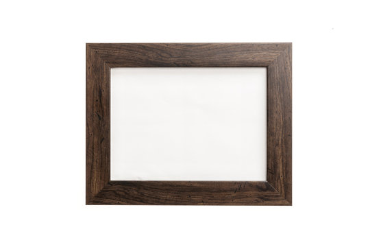wood frame for photo, picture isolated on the white background.