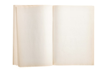 vintage(old) note spread with pencil isolated on the white background.