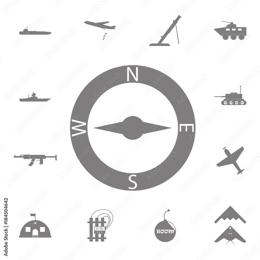 Poster compasses icon. set of military elements icon. quality graphic design collection army icons for webs