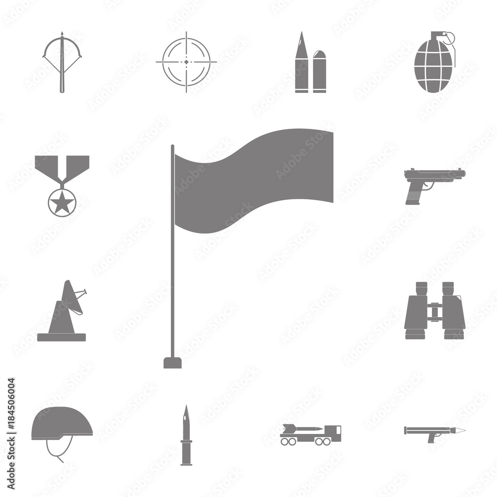 Poster flag icon. set of military elements icon. quality graphic design collection army icons for websites,