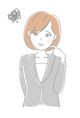 スーツ　女性　悩む