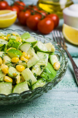Portion salad with raw vegetables