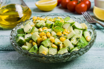 Portion salad with raw vegetables