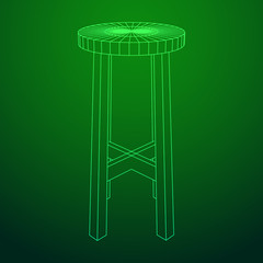 Bar stool furniture wireframe blueprint. Linear outline vector illustration. Bar chair. High chair. Bar interior design.
