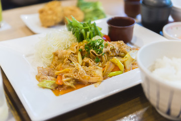 Stir fried pork with Kimchi