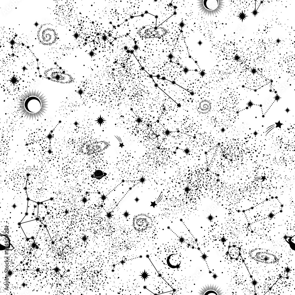 Sticker galaxy constilation seamless pattern print