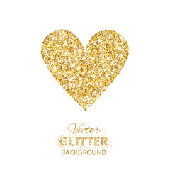 Golden glitter heart, vector illustration.