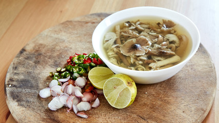 Spicy mushroom soup with Thai herbs