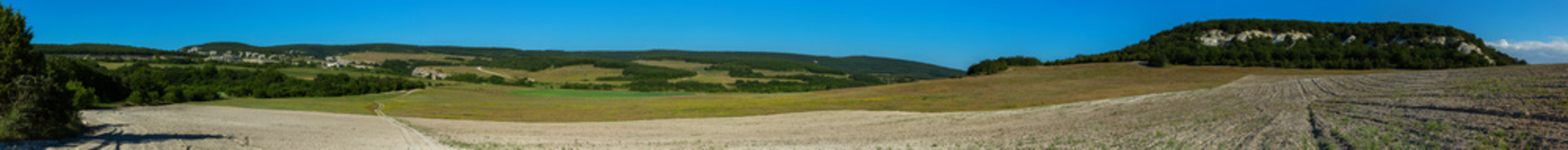 Fototapeta na wymiar Beautiful summer panorama of the Bakhchsarai district of Crimean peninsula