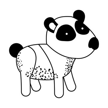 panda cartoon in black sections silhouette vector illustration