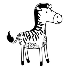 zebra cartoon in black sections silhouette vector illustration