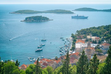 Fototapeta na wymiar View of the Hvar town, Hvar island, Dalmatia, Croatia