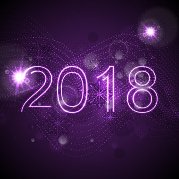 2018 glowing neon ultra violet New Year background