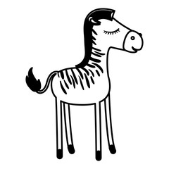female zebra cartoon with closed eyes expression in black sections silhouette vector illustration