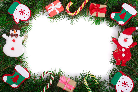 Christmas frame decorated isolated on white background with copy space for your text
