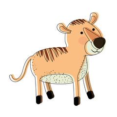 tiger cartoon watercolor silhouette in white background vector illustration