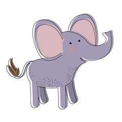 Fototapeta premium elephant cartoon watercolor silhouette in white background vector illustration