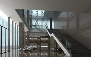 3D Illustration the modern office interior design
