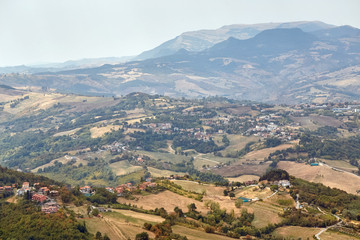 San Marino, San Marino - 10 August 2017: Panoramic view of the local surroundings.