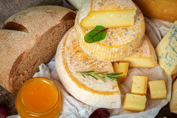 cheese on wooden table