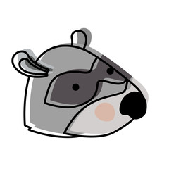 raccoon cartoon head in watercolor silhouette vector illustration